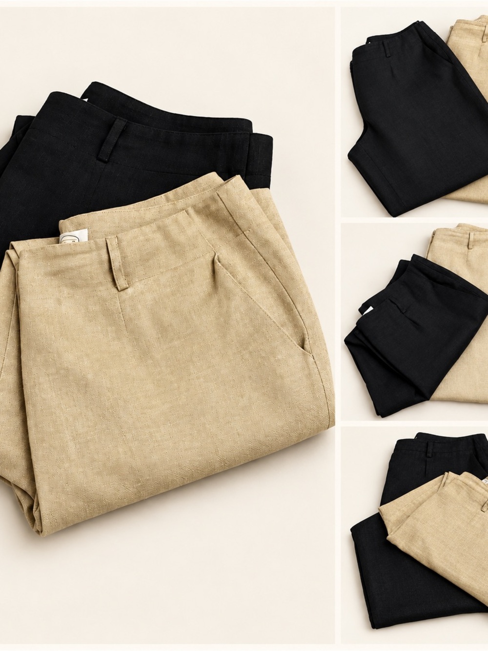 Talbots Irish Linen Fully Lined Pants Size 14 — Set of 2, Tan & Black
